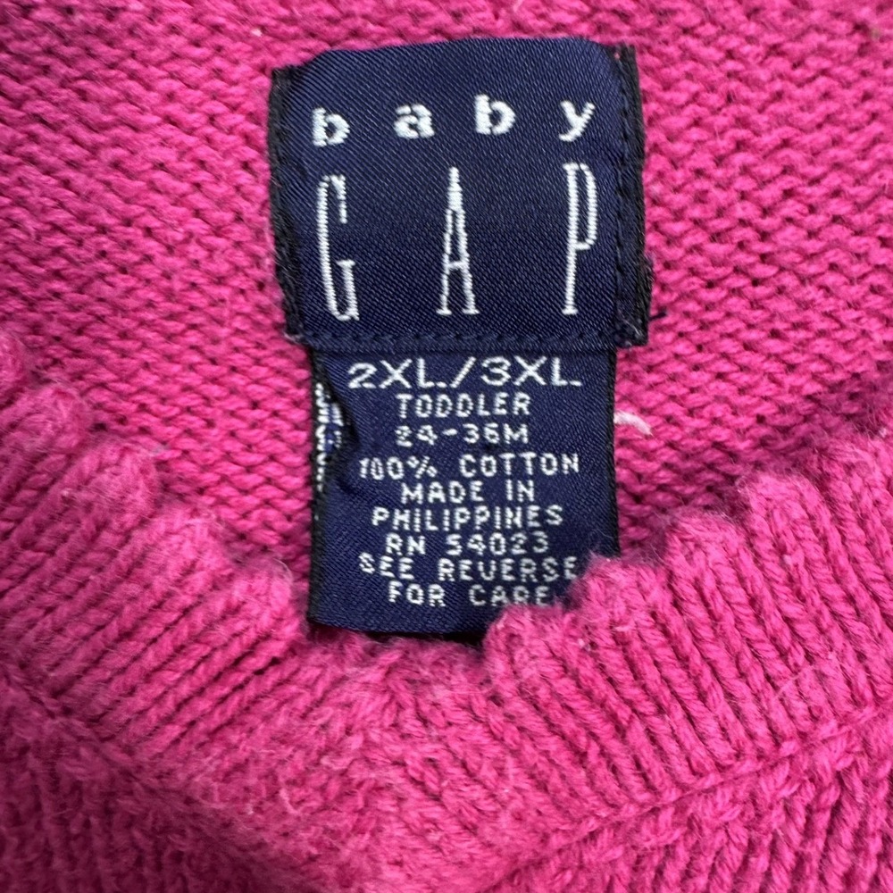 Baby Gap Sweater Toddler 24-36M Pink Orange Fair Isle Knit V-Neck Pullover - Picture 3 of 6